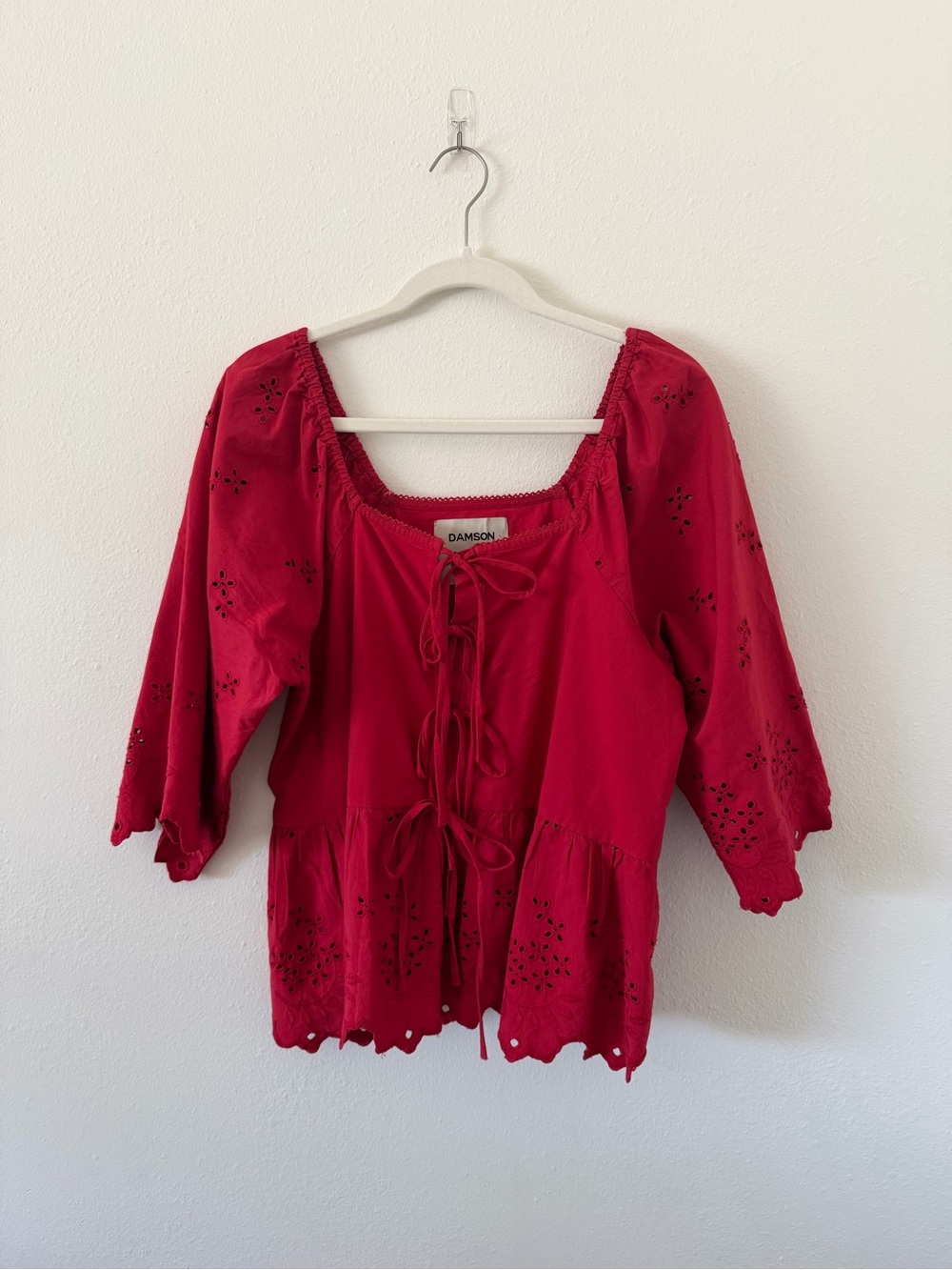 Tie-Front Eyelet Top
